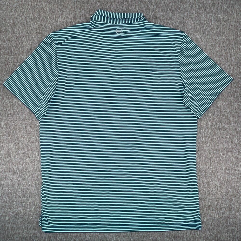 Vineyard Vines Large Golf Polo Sankaty Stripe Navy Teal Performance Stretch - Picture 9 of 13